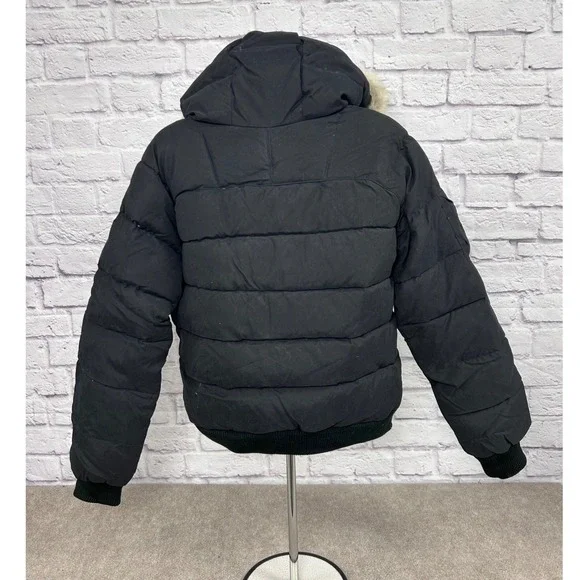 Vintage Azzure Blue Puffer Jacket Hooded Zip Up Bomber Style Reversible MNEW